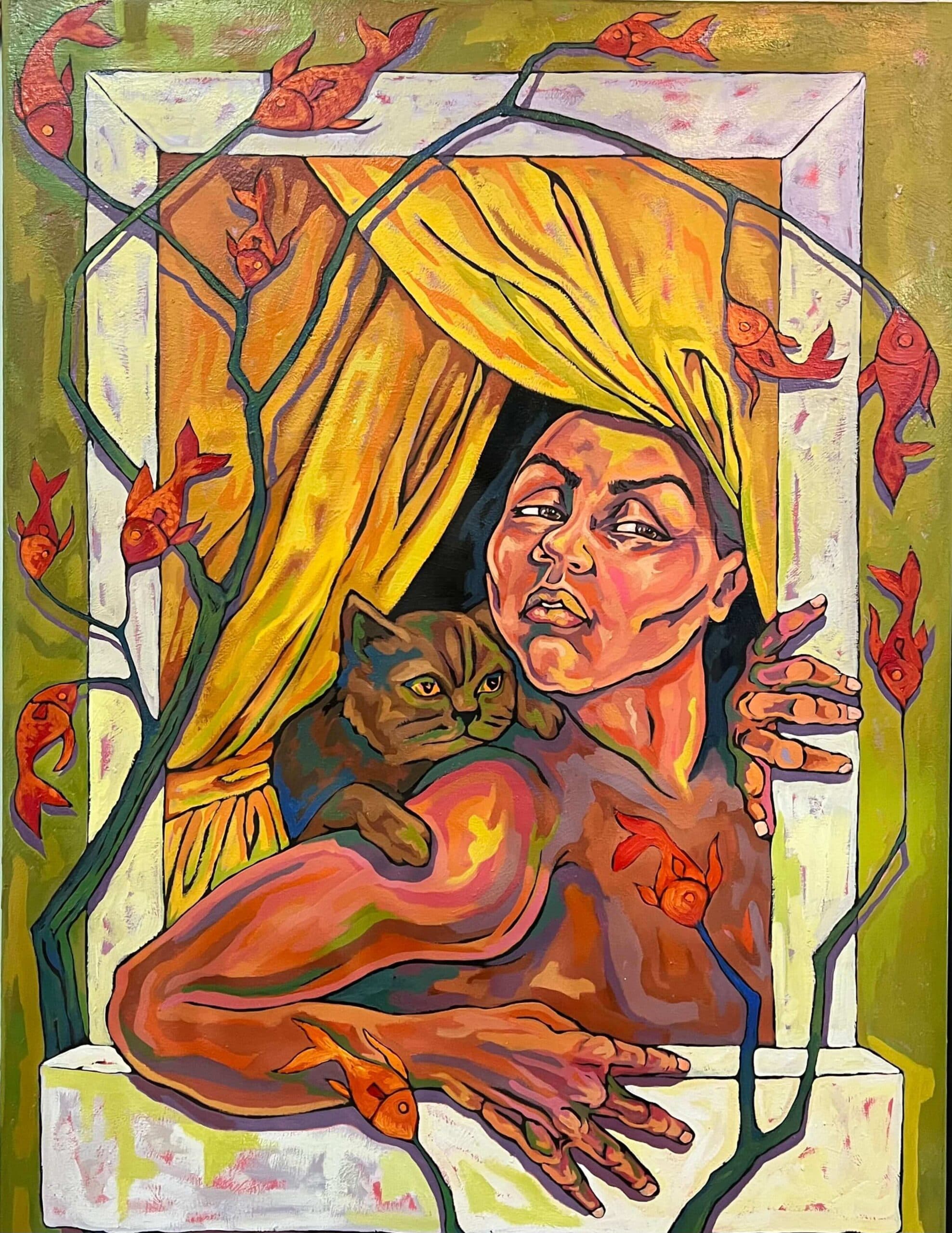 Gato en la ventana por Guadalupe Alvares